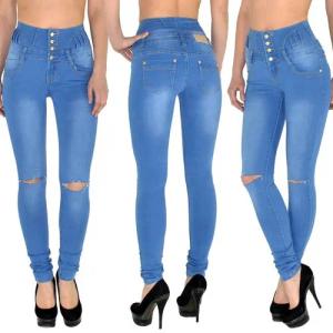 ESRA Skinny-fit-Jeans J22 Risse High Waist Damen Jeans Skinny Hose mit 4 Knöpfen Stretch Jeans