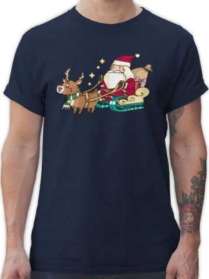 Shirtracer T-Shirt Weihnachtsmann mit Rentier Weihachten Kleidung