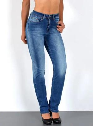 ESRA Straight-Jeans High Waist Straight Fit Jeans Damen Geradeschnitt Hose Straight High Waist Damen Jeans Straight Hose Gerade Schnitt Jeanshose Stretch