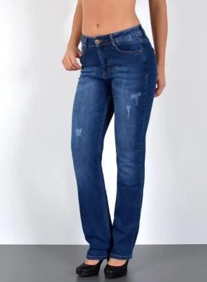 ESRA Straight-Jeans Damen Jeans Gerade hohe Leibhöhe Stretch-Jeans Damen Regular Fit G4 High Waist Jeans Damen Straight Hose Regular Jeans bis Große Größe