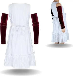 Berlinsel Partykleid Mädchen Abendkleid Festtagskleid Samtkleid 2 in 1 mit Armstulpen weiß für festliche Anlässe wie Geburtstag, Hochzeit, Weihnachtsfest