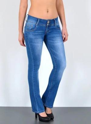 ESRA Bootcut-Jeans Damen Flared Jeans Bootcut Damen Jeanshose Schlaghose Schlagjeans B6 Bootcut Jeans Damen Low Waist Stretch Jeans Damen Schlag bis Übergröße