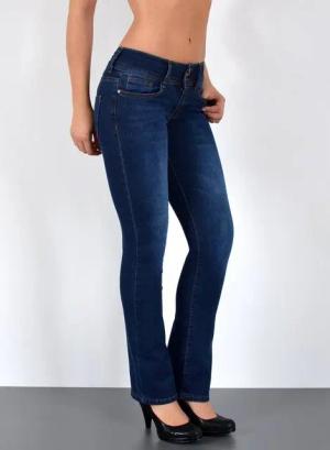 ESRA Bootcut-Jeans Damen Flared Jeans Bootcut Damen Jeanshose Schlaghose Schlagjeans B6 Bootcut Jeans Damen Low Waist Stretch Jeans Damen Schlag bis Übergröße