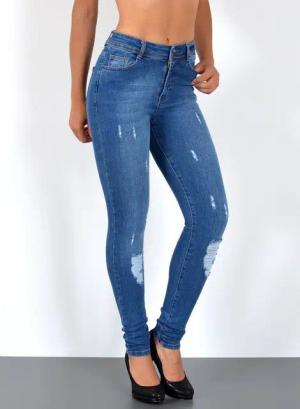 ESRA Skinny-fit-Jeans S500 High Waist Skinny Jeans Damen Röhrenjeans Hose Skinnybis Übergröße