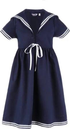 modAS Sommerkleid Kinder Matrosenkleid 1/2-Arm - Maritimes Kurzarmkleid Großer Kragen