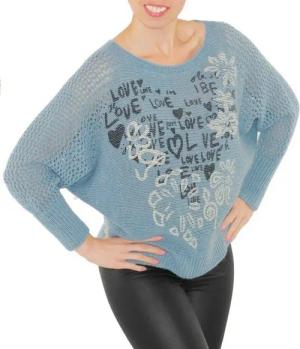 YESET Longpullover Pullover Strick Pulli Love-Blumen Top-Netz leicht Wolle