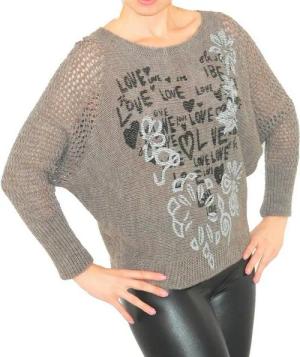 YESET Longpullover Pullover Strick Pulli Love-Blumen Top-Netz leicht Wolle