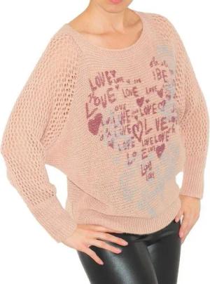 YESET Longpullover Pullover Strick Pulli Love-Blumen Top-Netz leicht Wolle