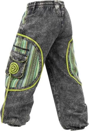 KUNST UND MAGIE Cargohose Stonewashed Cargohose Hippie Goa Cargo Hose Pluderhose Haremshose Bunt