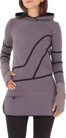PUREWONDER Sweatkleid Kapuzenpullover-Kleid dr21 zweifarbiges Hoodie-Kleid