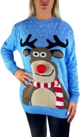 Worldclassca Weihnachtspullover Worldclassca Weihnachten Merry Christmas Sweater Damen Pullover Teenager Mädchen Pulli Weihnachtspullover Xmas Rudolph Rentier Rote Bommel Nase S-XXL