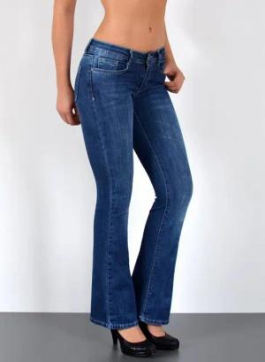 ESRA Bootcut-Jeans Damen Schlagjeans mit weitem Bein und Stretch bis Große Größen B5 Flared Jeans Damen Bootcut Hose Stretch-Jeans mit Schlag