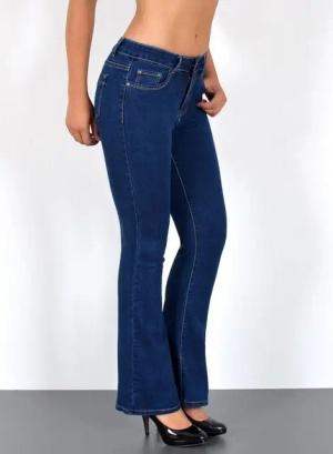 ESRA Bootcut-Jeans Damen Schlagjeans mit weitem Bein und Stretch bis Große Größen B5 Flared Jeans Damen Bootcut Hose Stretch-Jeans mit Schlag