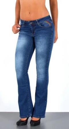 ESRA Bootcut-Jeans Damen Schlagjeans mit weitem Bein und Stretch bis Große Größen B5 Flared Jeans Damen Bootcut Hose Stretch-Jeans mit Schlag