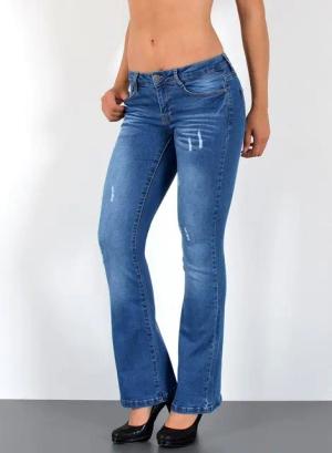 ESRA Bootcut-Jeans Damen Schlagjeans mit weitem Bein und Stretch bis Große Größen B5 Flared Jeans Damen Bootcut Hose Stretch-Jeans mit Schlag