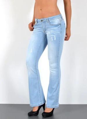 ESRA Bootcut-Jeans Damen Schlagjeans mit weitem Bein und Stretch bis Große Größen B5 Flared Jeans Damen Bootcut Hose Stretch-Jeans mit Schlag