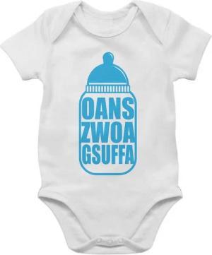 Shirtracer Shirtbody Babyflasche Oans Zwoa Gsuffa blau Mode für Oktoberfest Baby Outfit