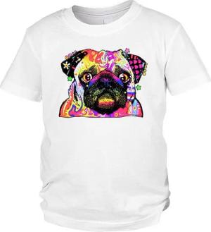 Tini - Shirts Print-Shirt Mops Kinder Tshirt buntes Mops Kinder Tshirt - Hundemotiv : Pug