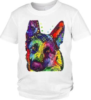 Tini - Shirts Print-Shirt Schäferhund Kinder Tshirt buntes Hundemotiv Kindershirt : German Shepherd