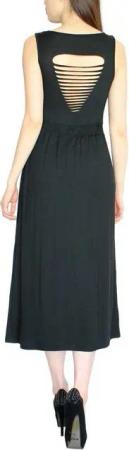 dy_mode Jerseykleid Damen Maxikleid Jersey Kleid im Cut-Out Look am Rücken Sommerkleid Cut-Out Rücken