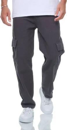 Denim Distriqt Cargohose Herren Baggy- Fit Cargo Jeans Freizeithose Einfarbig Loose