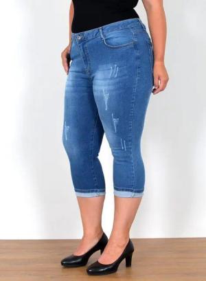 ESRA 3/4-Jeans Capri Jeans Damen High Waist Hose Stretch 3/4 Jeans kurze Jeans C150 Damen Jeans Capri Hose High Waist Jeanshose 3/4 Jeans Capri Damen Hose