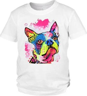 Tini - Shirts Print-Shirt Boston Terrier Kinder Tshirt buntes Hundemotiv Kindershirt : Boston Terrier