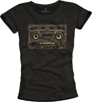 MAKAYA Print-Shirt mit Vintage Aufdruck Hip Hop Tape Rockige Damen Outfits Sommer Top Kurzarmshirt