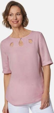 GOLDNER Kurzarmbluse Feminine Bluse mit aufregender Ausschnittlösung