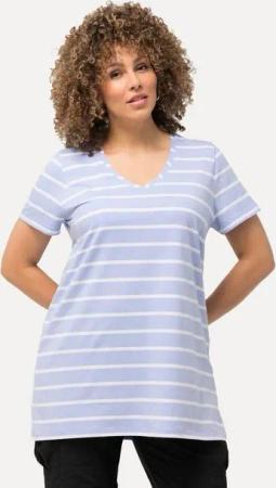 Ulla Popken T-Shirt T-Shirt Ringel A-Linie V-Ausschnitt Halbarm