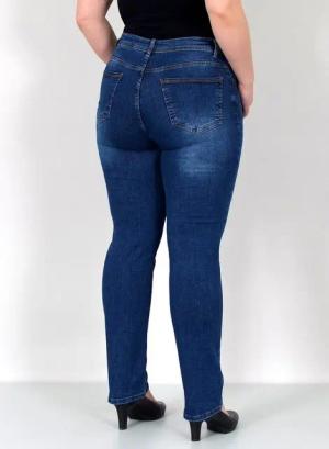 ESRA Straight-Jeans Gerade Schnitt Jeans hoher Bund mit Stretch bis Plus Size Übergröße Straight Jeans Damen High Waist Stretch Jeans Hose mit geradem Bein