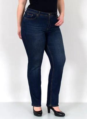 ESRA Straight-Jeans Gerade Schnitt Jeans hoher Bund mit Stretch bis Plus Size Übergröße Straight Jeans Damen High Waist Stretch Jeans Hose mit geradem Bein