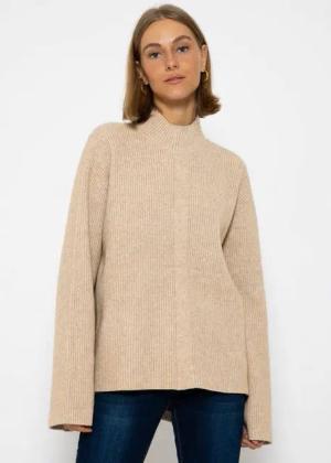 SASSYCLASSY Rollkragenpullover Turtleneck Pullover Damen aus weichem Grobstrick Feminin-warmer Rollkragenpullover Offwhite Taupe Blau