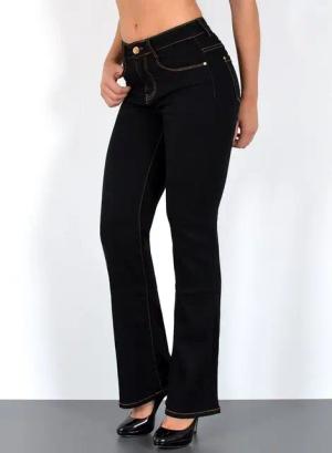 ESRA Bootcut-Jeans Bootcut Jeans Damen High Waist Stretch Wide Leg Jeans bis Übergröße B1 Damen Bootcut Jeans High Waist Damen Schlaghose Jeans weites Bein Hose