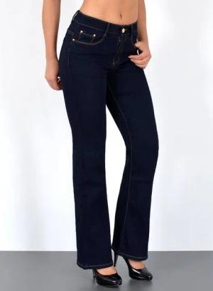ESRA Bootcut-Jeans Bootcut Jeans Damen High Waist Stretch Wide Leg Jeans bis Übergröße B1 Damen Bootcut Jeans High Waist Damen Schlaghose Jeans weites Bein Hose