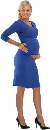 YESET Umstandskleid Umstand Kleid Shirtkleid Shirt Midi Knielang 3/4 Arm Bauch Stretch bla Knielang