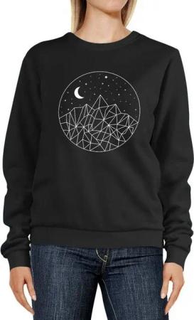 Neverless Sweatshirt Sweatshirt Damen Print Berge und Sterne Polygon Design Rundhals-Pullover Pulli Sweater Neverless®
