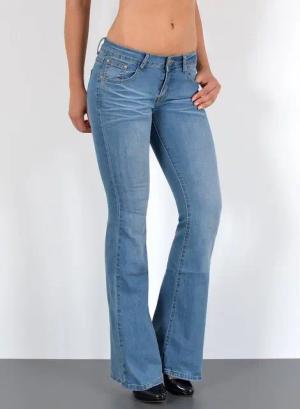ESRA Bootcut-Jeans Schlaghose Damen Bootcut Jeans Stretch Hose mit niedrigem Bund B4 Damen Jeans Bootcut Hose Flared Leg Jeans Wide Leg Jeans weites Bein