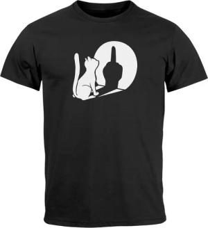 MoonWorks Print-Shirt Herren T-Shirt Katze Mittelfinger Schatten F*UCK You Fun-Shirt mit Print