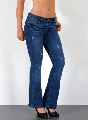 ESRA Bootcut-Jeans Schlaghose Damen Bootcut Jeans Stretch Hose mit niedrigem Bund B4 Damen Jeans Bootcut Hose Flared Leg Jeans Wide Leg Jeans weites Bein