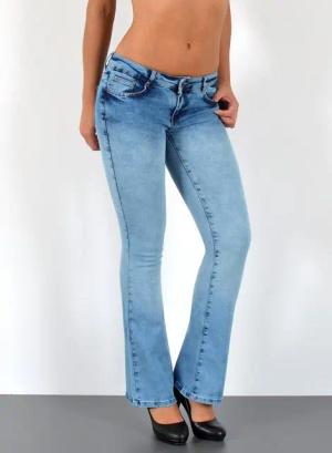 ESRA Bootcut-Jeans Schlaghose Damen Bootcut Jeans Stretch Hose mit niedrigem Bund B4 Damen Jeans Bootcut Hose Flared Leg Jeans Wide Leg Jeans weites Bein