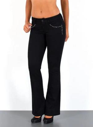ESRA Bootcut-Jeans Schlaghose Damen Bootcut Jeans Stretch Hose mit niedrigem Bund B4 Damen Jeans Bootcut Hose Flared Leg Jeans Wide Leg Jeans weites Bein