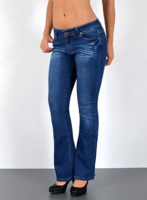 ESRA Bootcut-Jeans Schlaghose Damen Bootcut Jeans Stretch Hose mit niedrigem Bund B4 Damen Jeans Bootcut Hose Flared Leg Jeans Wide Leg Jeans weites Bein