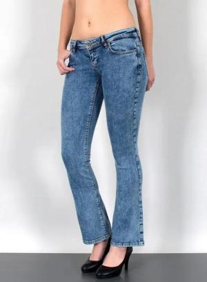ESRA Bootcut-Jeans Schlaghose Damen Bootcut Jeans Stretch Hose mit niedrigem Bund B4 Damen Jeans Bootcut Hose Flared Leg Jeans Wide Leg Jeans weites Bein