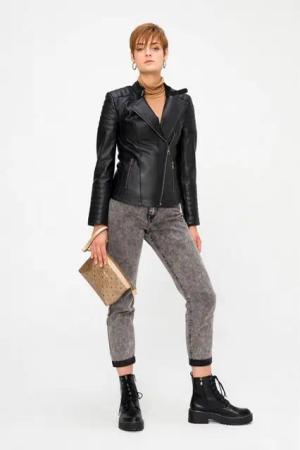 dc Dericompany Lederjacke BD00661 Damen Lammlederjacke "Zoe" in Schwarz, Bikerjacke, Übergangsjacke