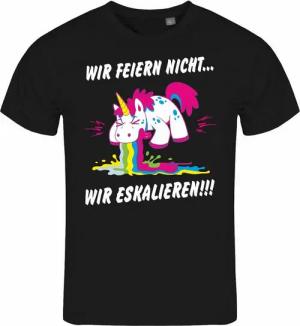 deinshirt Print-Shirt Herren T-Shirt Wir feiern nicht WIR ESKALIEREN Einhorn Funshirt mit Motiv