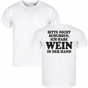 deinshirt Print-Shirt Herren T-Shirt Bitte nicht schubsen habe Wein in der Hand Funshirt mit Motiv