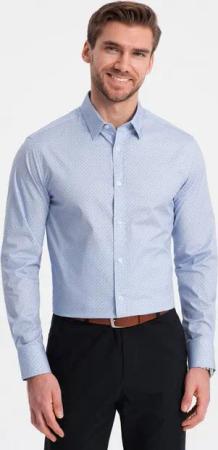 OMBRE Langarmhemd Herrenhemd aus Baumwolle mit Mikro-Muster REGULAR FIT