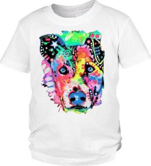 Tini - Shirts Print-Shirt Süßer Hundekopf Motiv Kinder T-Shirt Kinder T-Shirt buntes Hundemotiv : Flipped