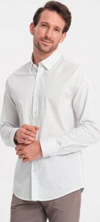 OMBRE Langarmhemd Herrenhemd aus Baumwolle mit Mikro-Muster REGULAR FIT